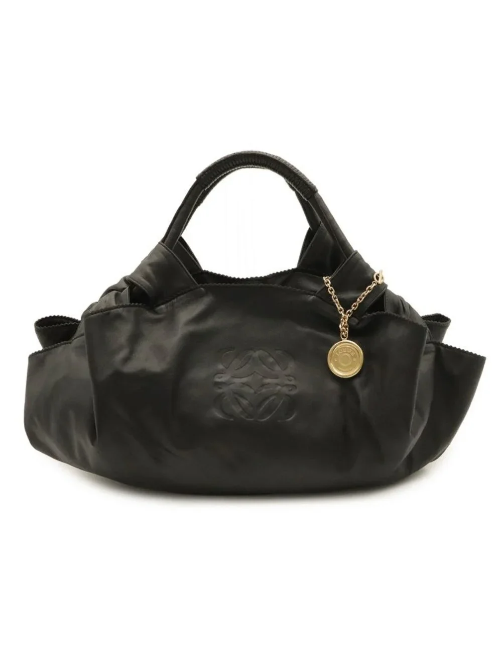 Loewe Anagram Nappa Aire Handbag Leather Black Gold